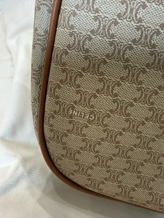 Celine Tan Brown Vintage Macadam PVC and leather shoulder bag - Picture 5 of 11